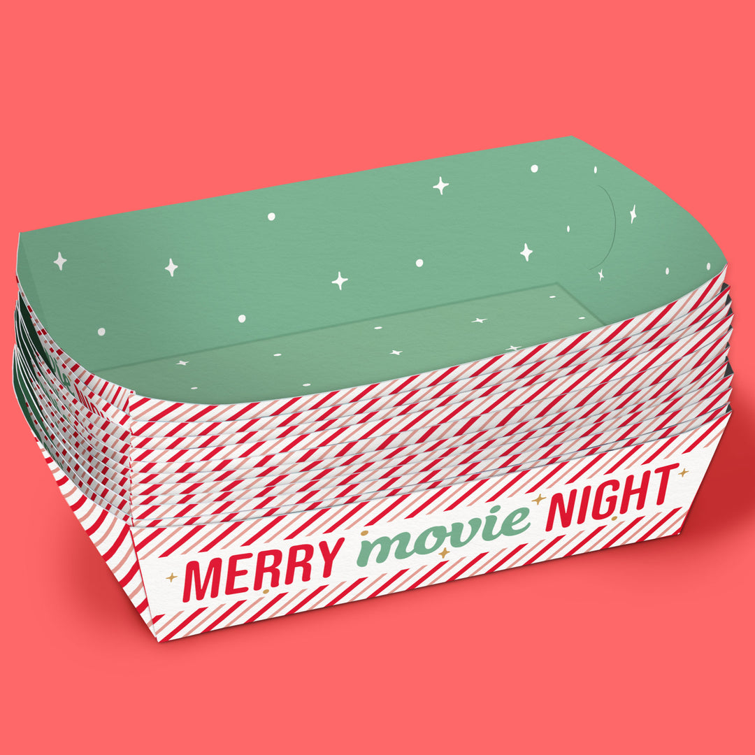 Merry Movie Night Paper Food Trays - 12 Ct