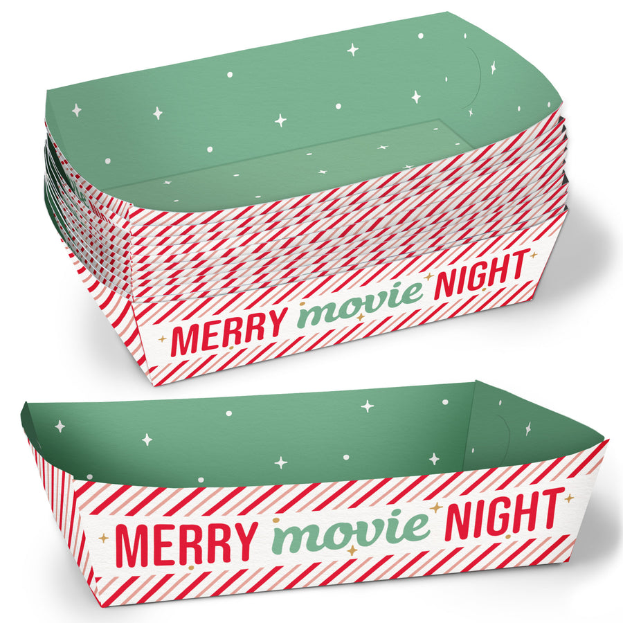 Merry Movie Night Paper Food Trays - 12 Ct