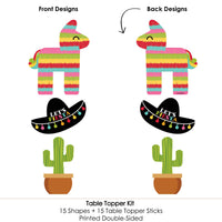 Let's Fiesta - Mexican Fiesta Party Centerpiece Sticks - Table Toppers - Set of 15