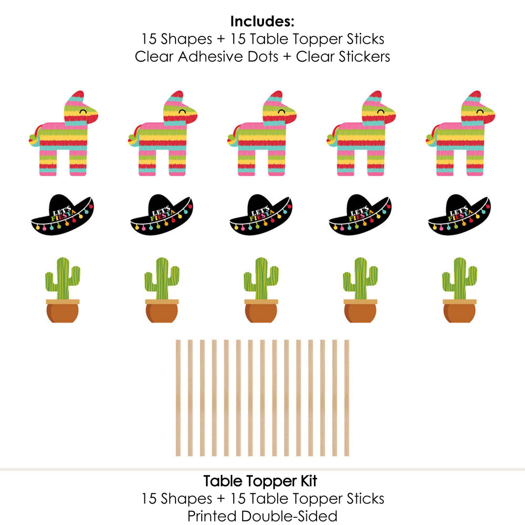 Let's Fiesta - Mexican Fiesta Party Centerpiece Sticks - Table Toppers - Set of 15
