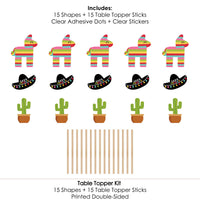 Let's Fiesta - Mexican Fiesta Party Centerpiece Sticks - Table Toppers - Set of 15