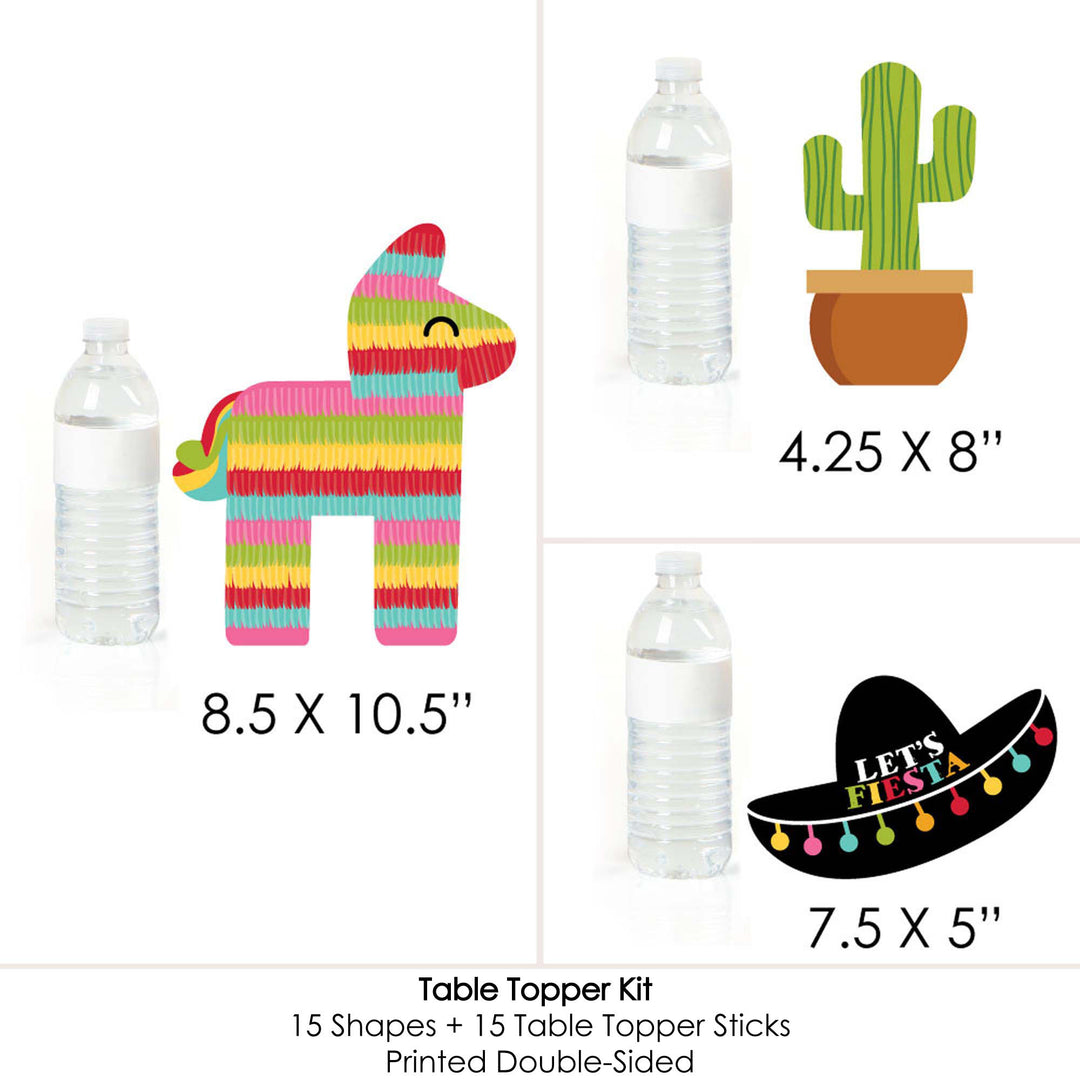 Let's Fiesta - Mexican Fiesta Party Centerpiece Sticks - Table Toppers - Set of 15