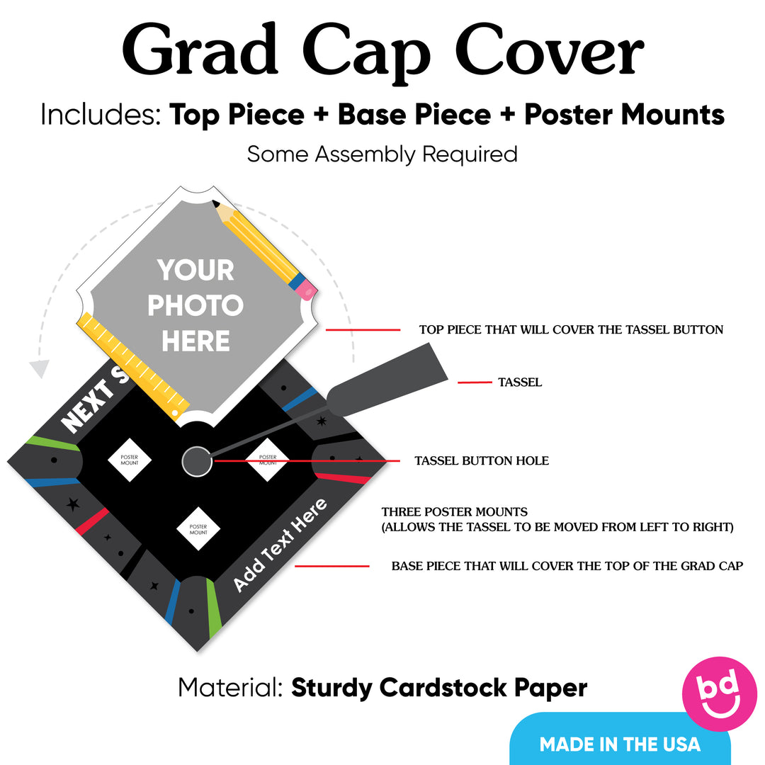 Graduation cap cover kit with mounting pieces