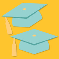 Close-up pastel graduation cap cutout cardstock detail