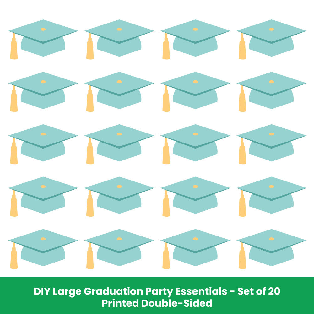 Set of 20 pastel graduation hat cutouts included