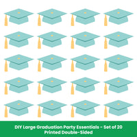 Set of 20 pastel graduation hat cutouts included