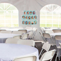 Graduation party wall with pastel photo banner