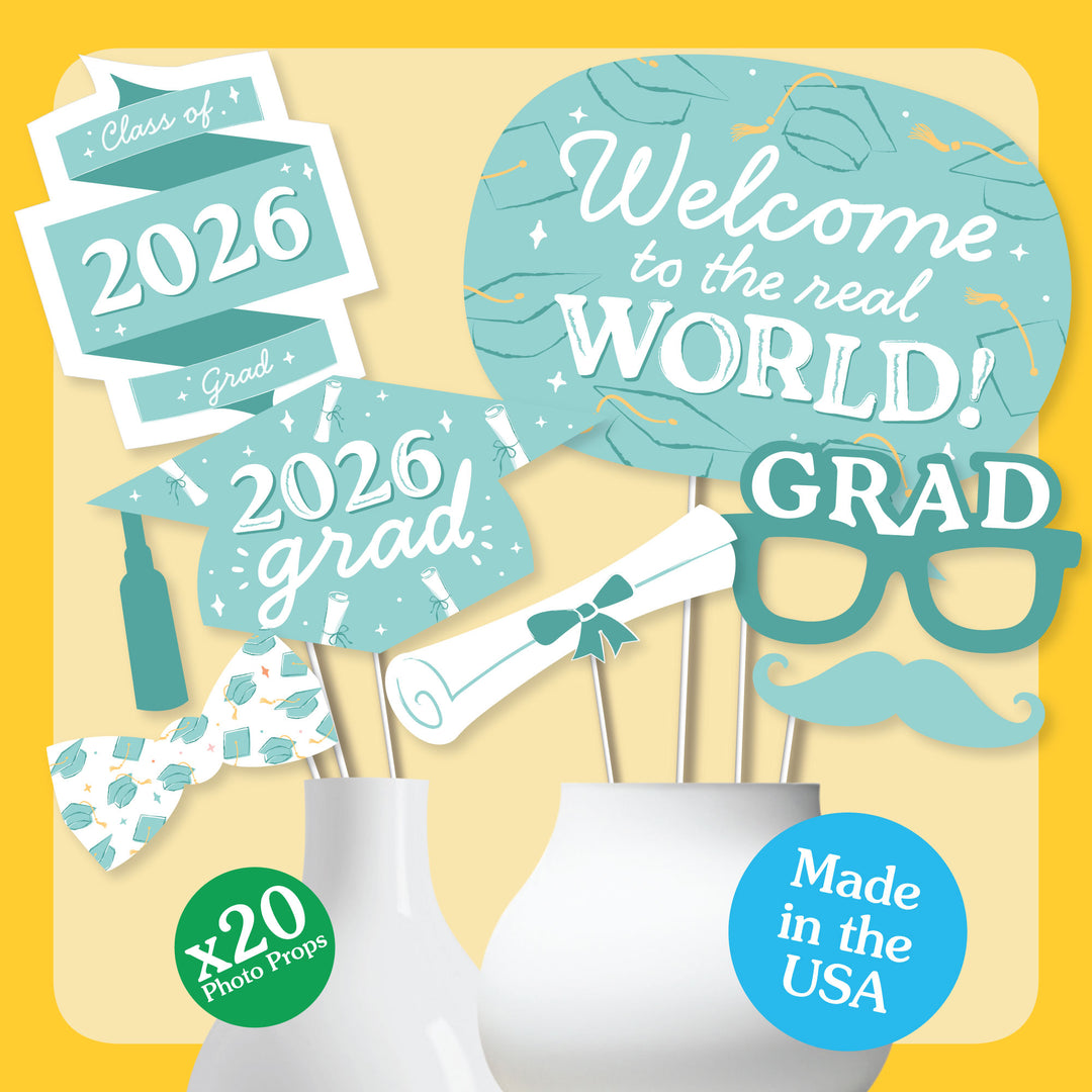 Close-up graduation photo prop saying detail