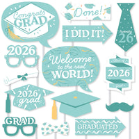 Pastel Grad - 2026 Graduation Party Photo Booth Props Kit - 20 Count
