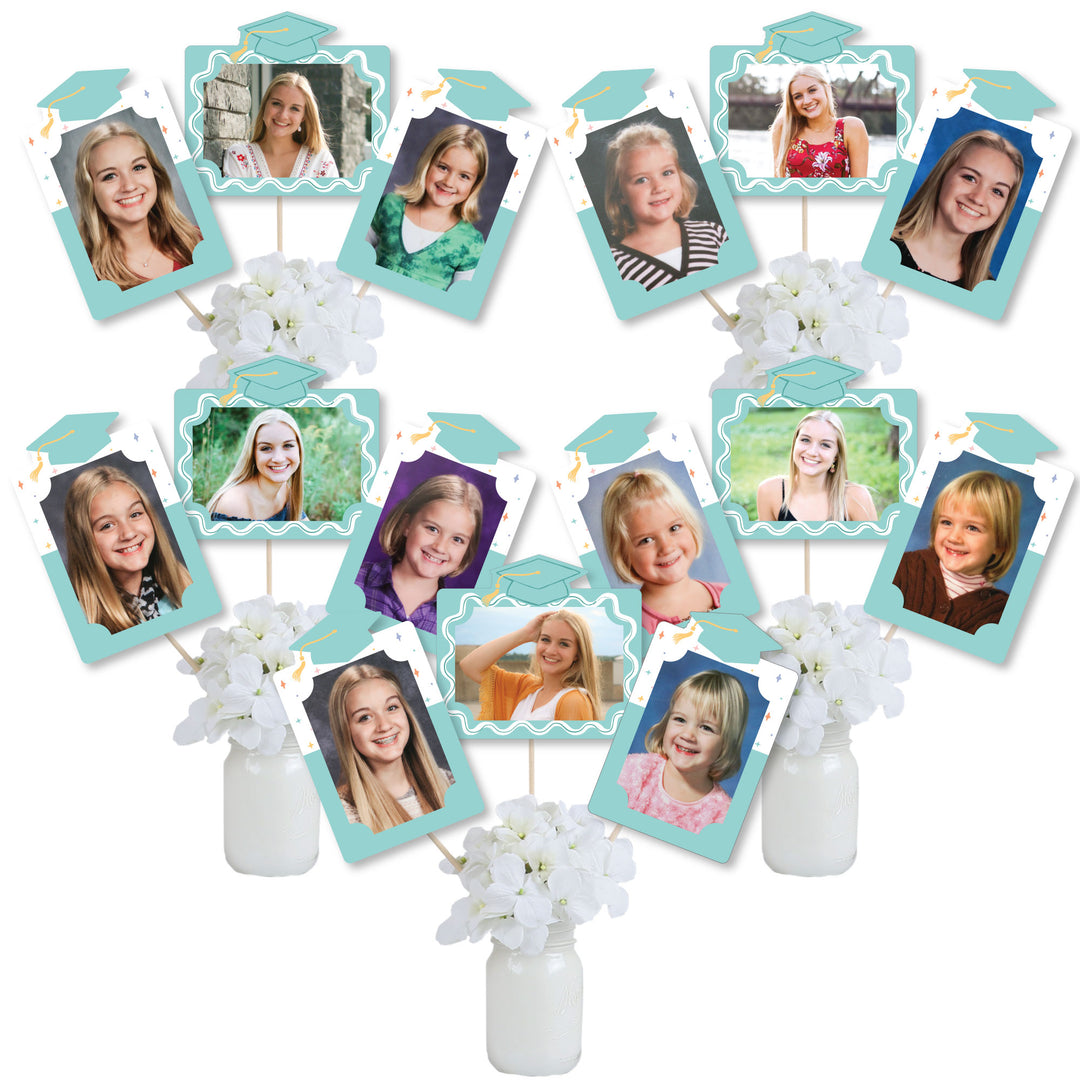 Mint Green graduation photo table toppers centerpiece kit