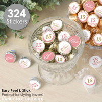 Mis Quince Anos - Quinceanera Sweet 15 Birthday Party Small Round Candy Stickers - Party Favor Labels - 324 Count