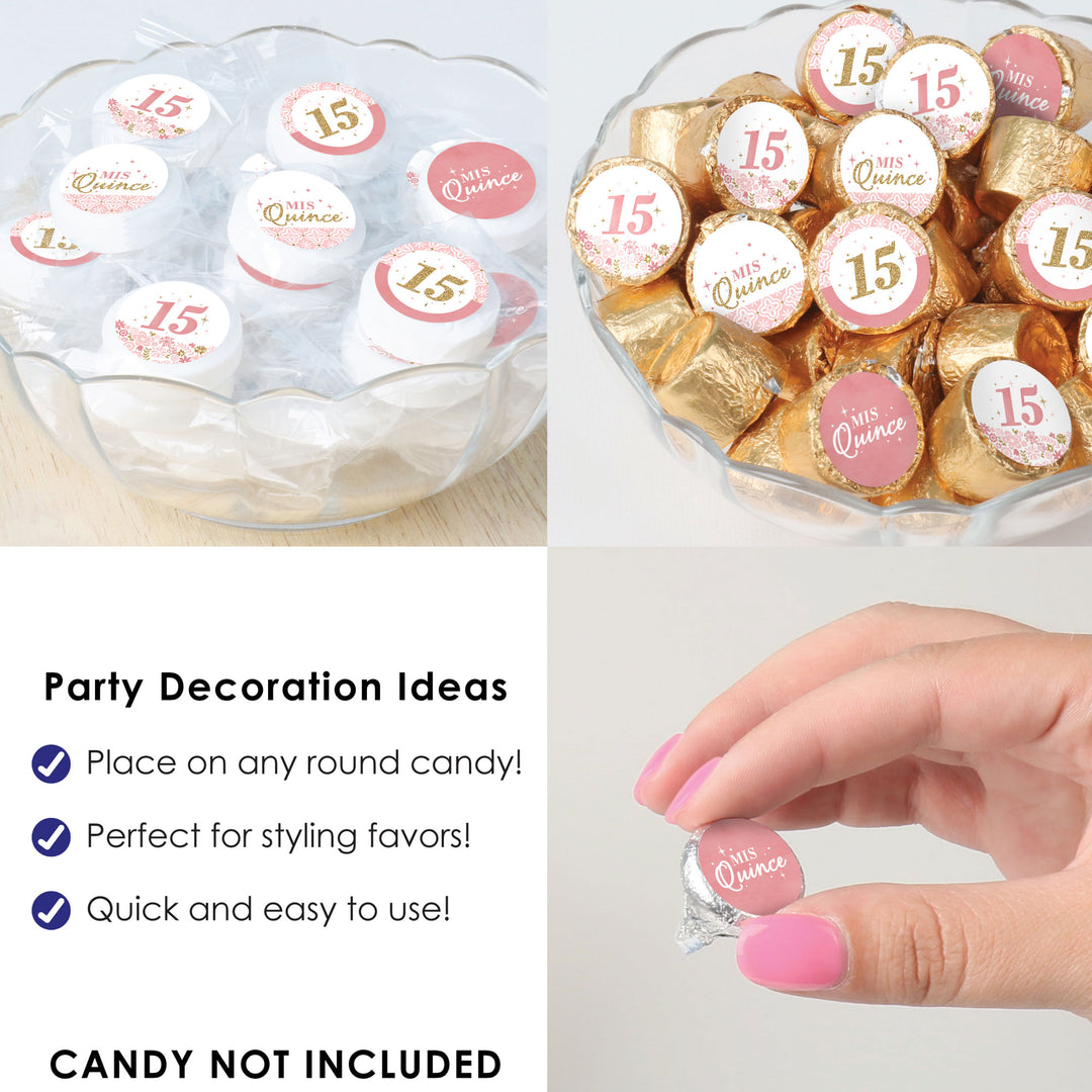 Mis Quince Anos - Quinceanera Sweet 15 Birthday Party Small Round Candy Stickers - Party Favor Labels - 324 Count