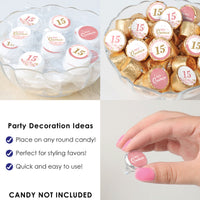 Mis Quince Anos - Quinceanera Sweet 15 Birthday Party Small Round Candy Stickers - Party Favor Labels - 324 Count