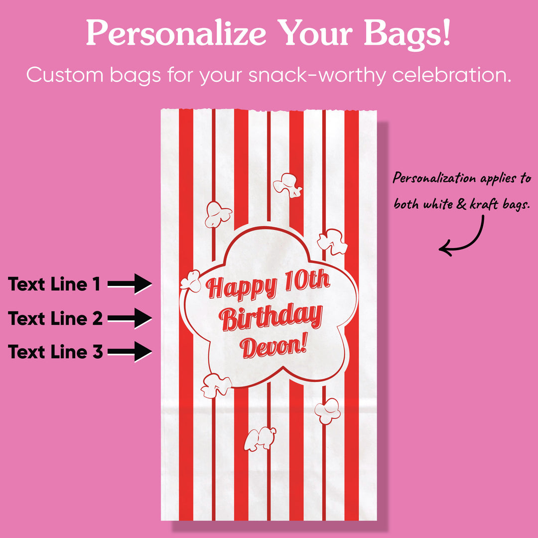 Custom Text Popcorn Bags - Movie Night