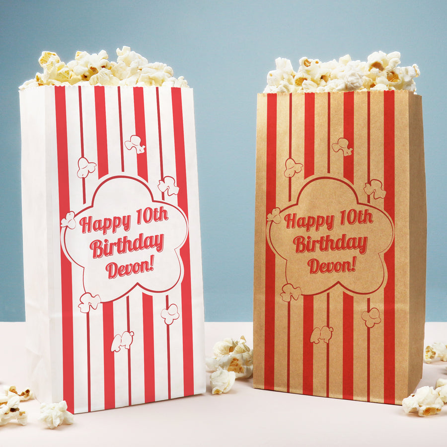 Custom Text Popcorn Bags - Movie Night