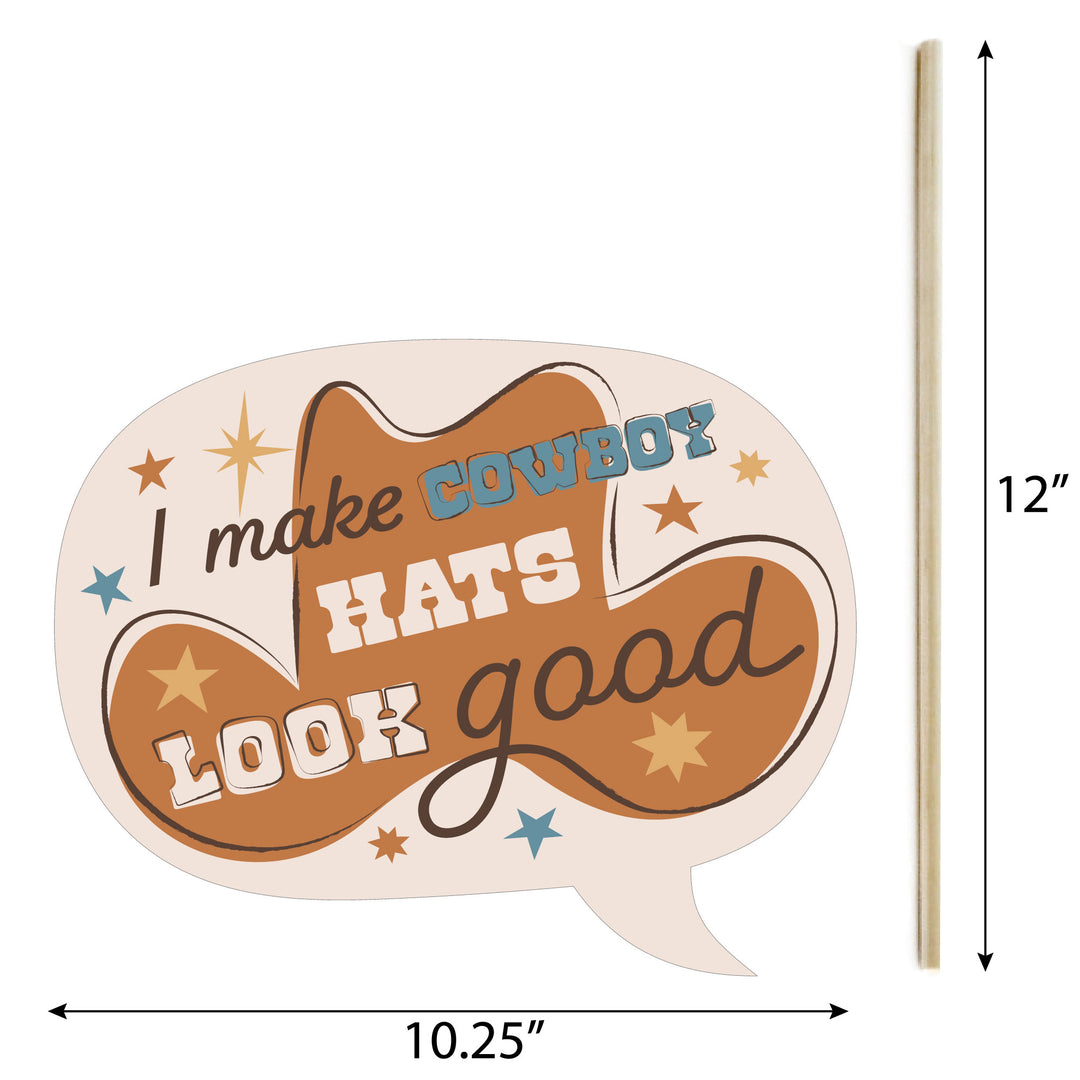 Funny My First Rodeo - Little Cowboy 1st Birthday Party Photo Booth Props Kit - 10 Piece