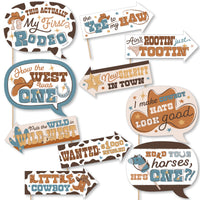 Funny My First Rodeo - Little Cowboy 1st Birthday Party Photo Booth Props Kit - 10 Piece