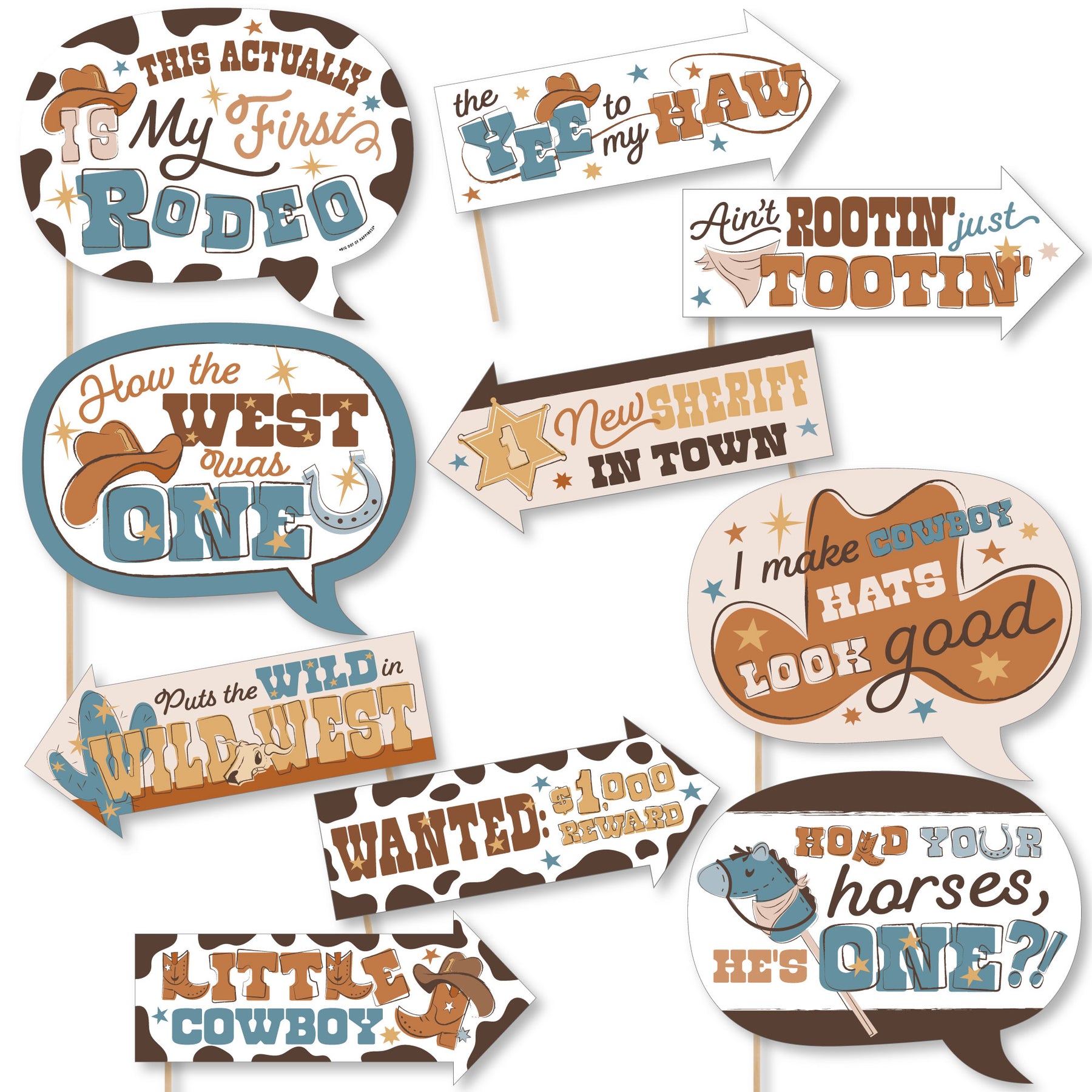 Printable Rodeo Photo Props Funny My First Rodeo - Little Cowboy 1st Birthday Party Photo Booth ...