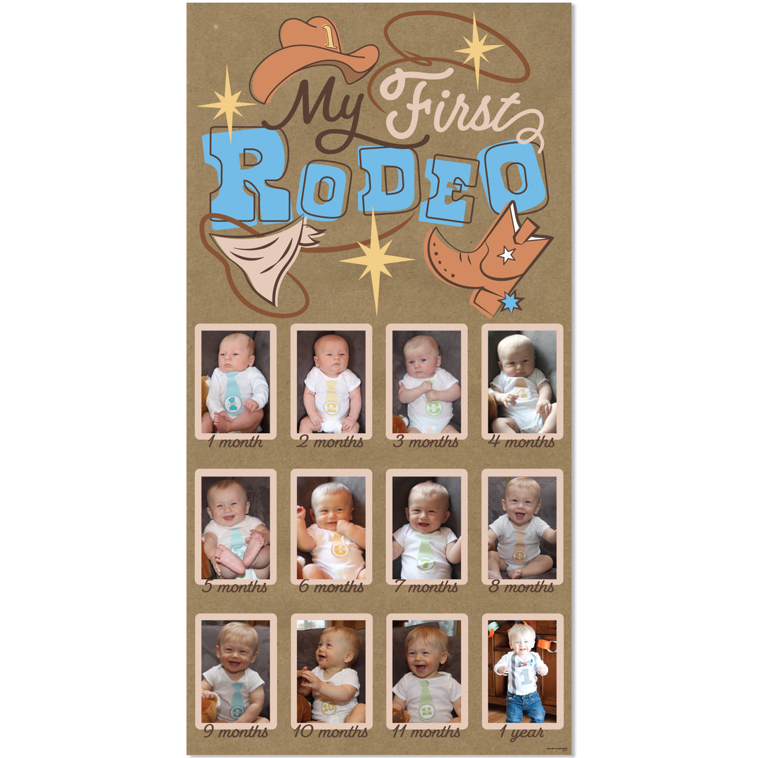 My First Rodeo kraft photo banner first birthday cowboy party decor