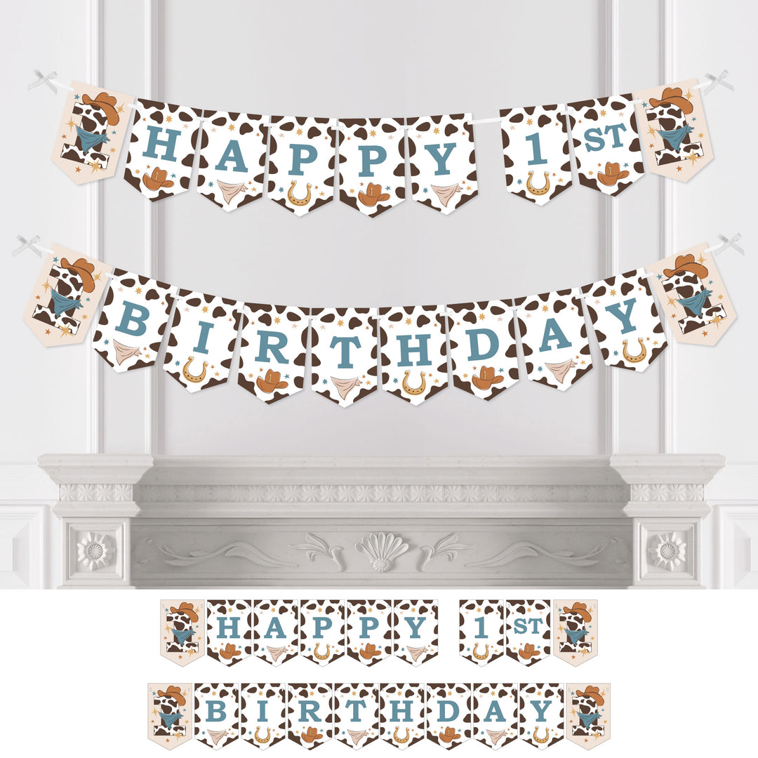My First Rodeo - Little Cowboy 1st Birthday Party Bunting Banner - Party Decorations - Happy 1st Birthday