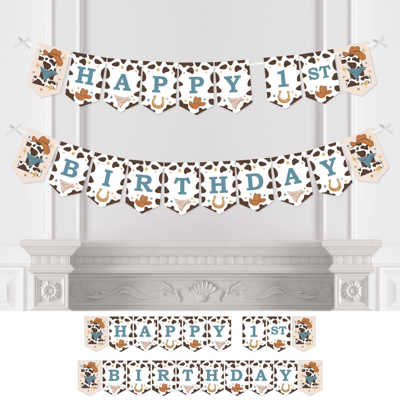My First Rodeo - Little Cowboy 1st Birthday Party Bunting Banner - Party Decorations - Happy 1st Birthday