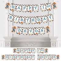 Personalized My First Rodeo - Custom Little Cowboy 1st Birthday Party Bunting Banner and Decorations - Happy 1st Birthday Custom Name Banner