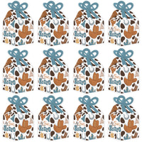 My First Rodeo - Square Favor Gift Boxes - Little Cowboy 1st Birthday Party Bow Boxes - Set of 12