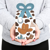 My First Rodeo - Square Favor Gift Boxes - Little Cowboy 1st Birthday Party Bow Boxes - Set of 12
