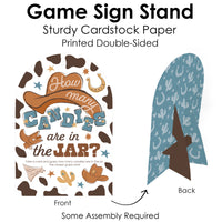 My First Rodeo - How Many Candies Little Cowboy 1st Birthday Party Game - 1 Stand and 40 Cards - Candy Guessing Game