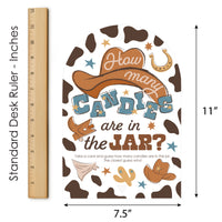 My First Rodeo - How Many Candies Little Cowboy 1st Birthday Party Game - 1 Stand and 40 Cards - Candy Guessing Game