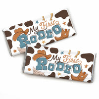My First Rodeo - Candy Bar Wrapper Little Cowboy 1st Birthday Party Favors - Set of 24