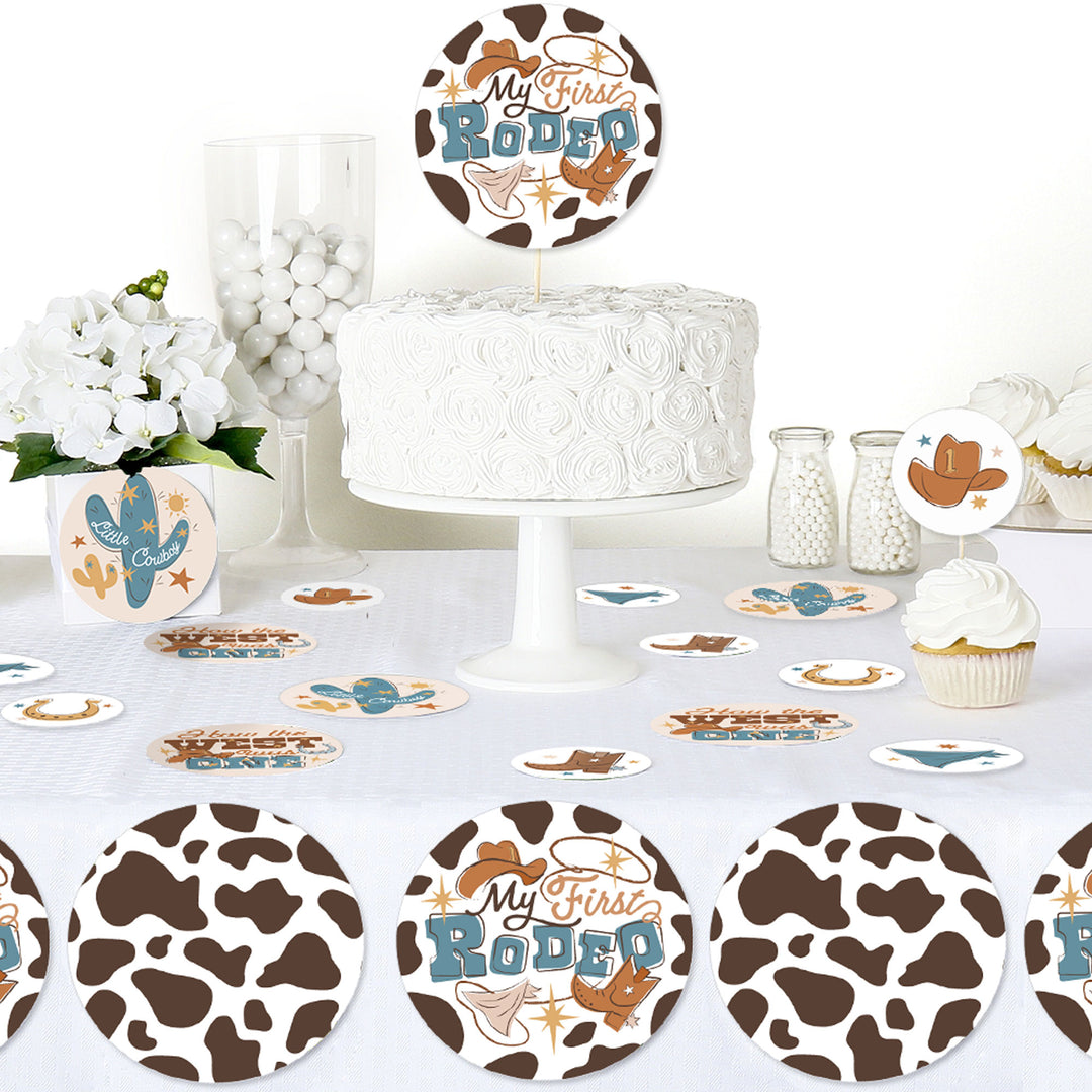 My First Rodeo - Little Cowboy 1st Birthday Party Giant Circle Confetti - Party Decorations - Large Confetti 27 Count