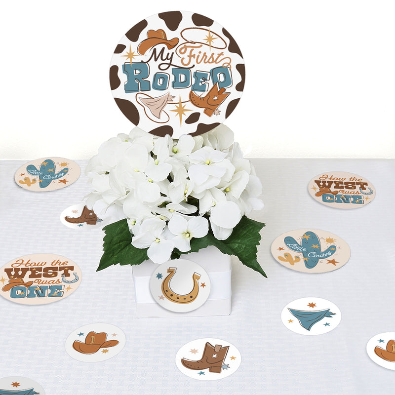 My First Rodeo - Little Cowboy 1st Birthday Party Giant Circle Confetti - Party Decorations - Large Confetti 27 Count