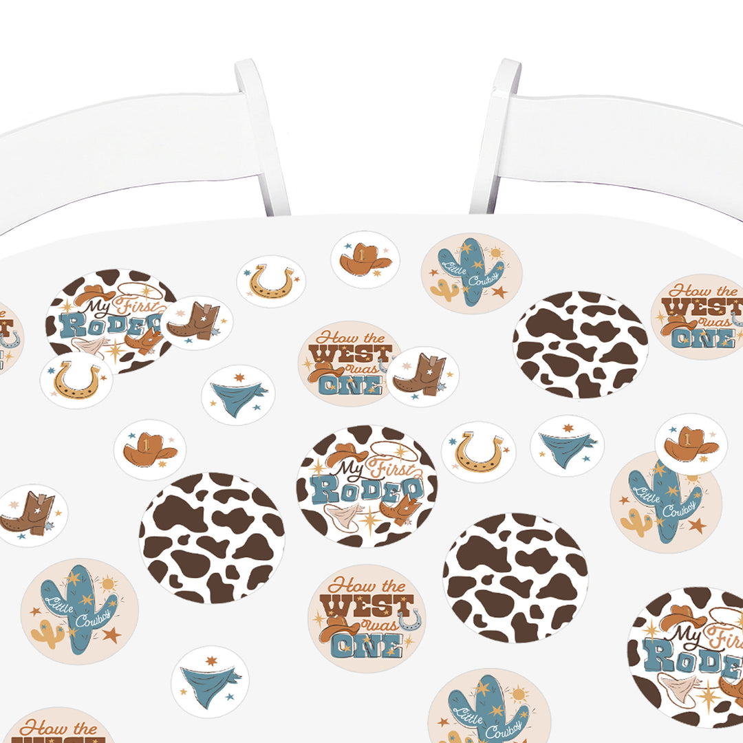 My First Rodeo - Little Cowboy 1st Birthday Party Giant Circle Confetti - Party Decorations - Large Confetti 27 Count