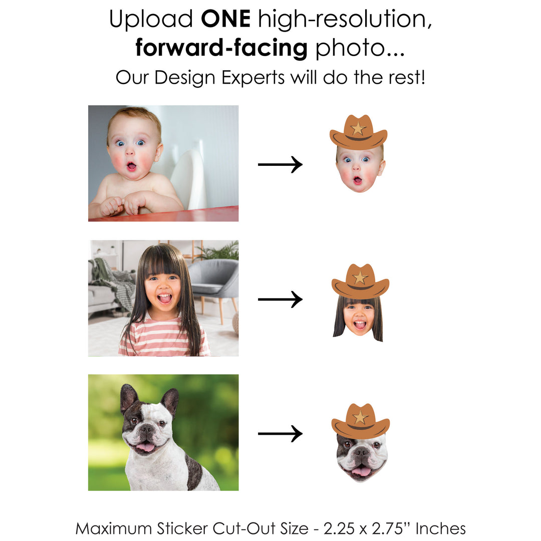Custom Photo My 1st Rodeo Fun Face Cut-Out Stickers - Set of 24