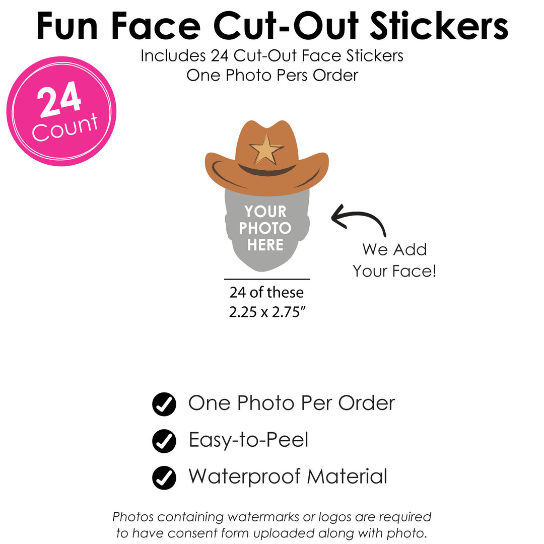 Custom Photo My 1st Rodeo Fun Face Cut-Out Stickers - Set of 24