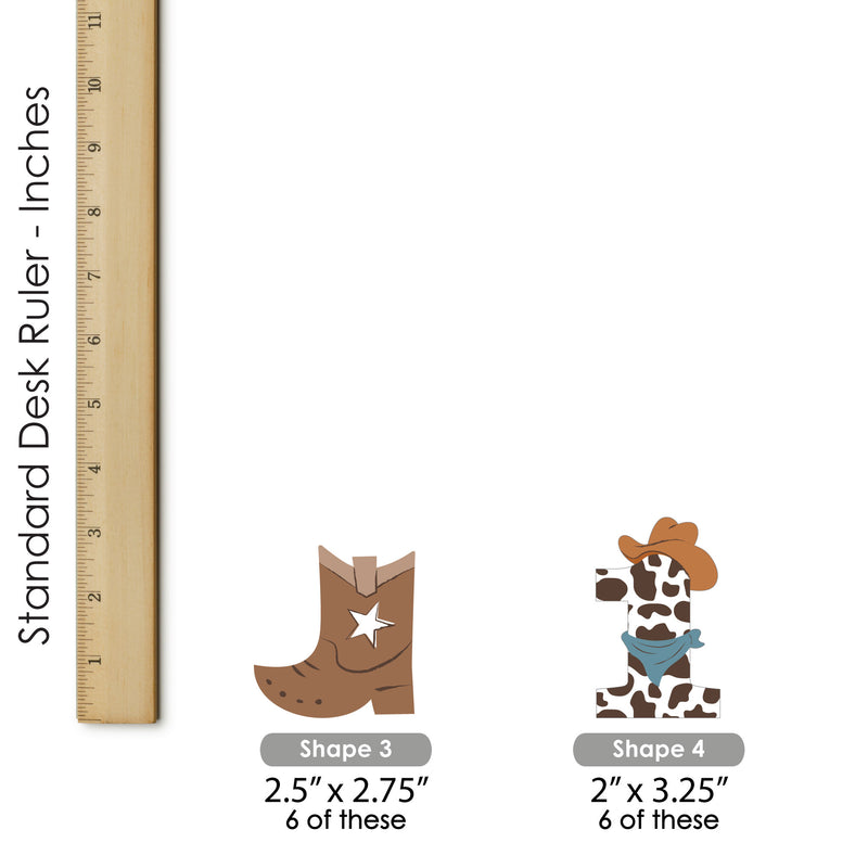 My First Rodeo - DIY Shaped Little Cowboy 1st Birthday Party Cut-Outs - 24 Count