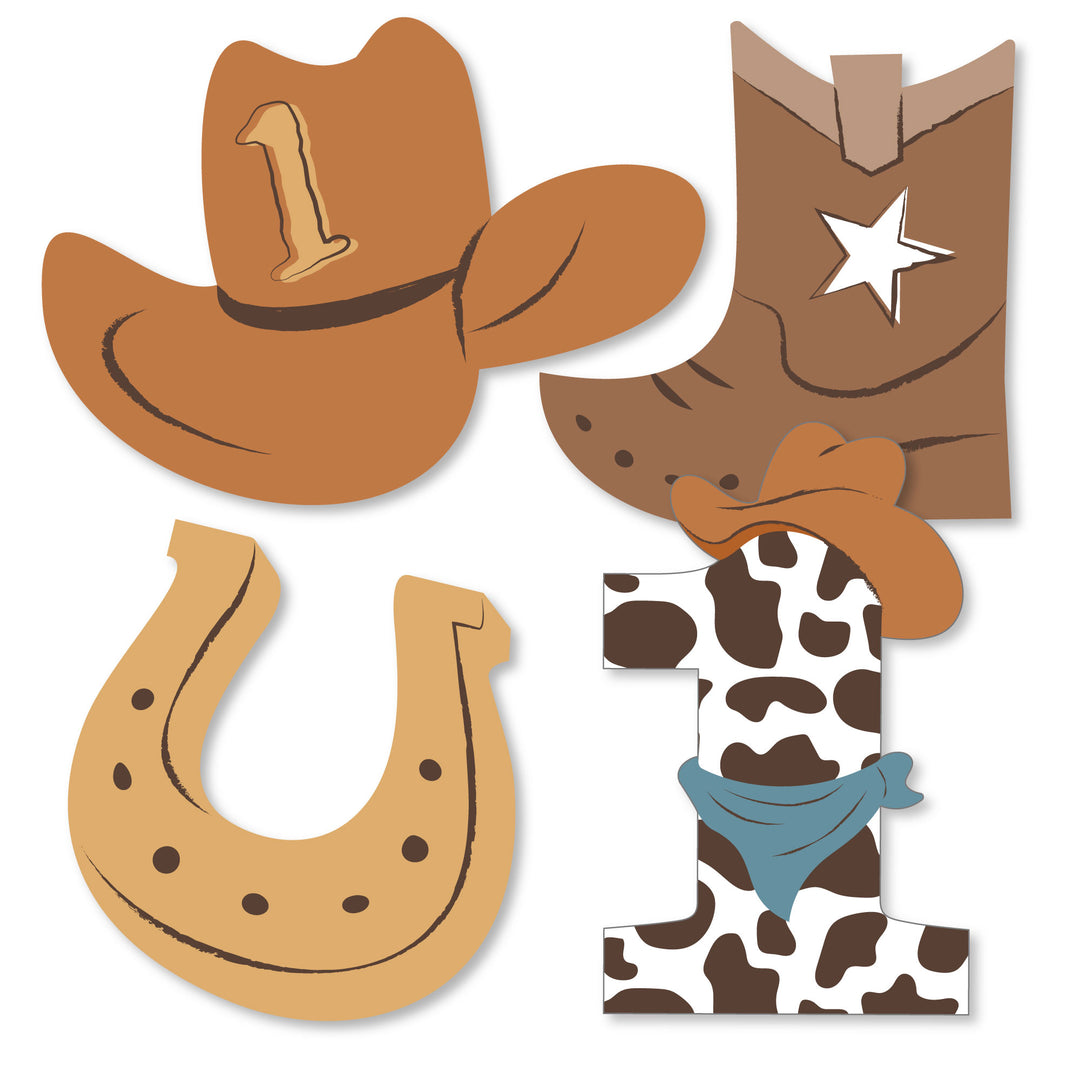 My First Rodeo - DIY Shaped Little Cowboy 1st Birthday Party Cut-Outs - 24 Count