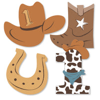 My First Rodeo - DIY Shaped Little Cowboy 1st Birthday Party Cut-Outs - 24 Count