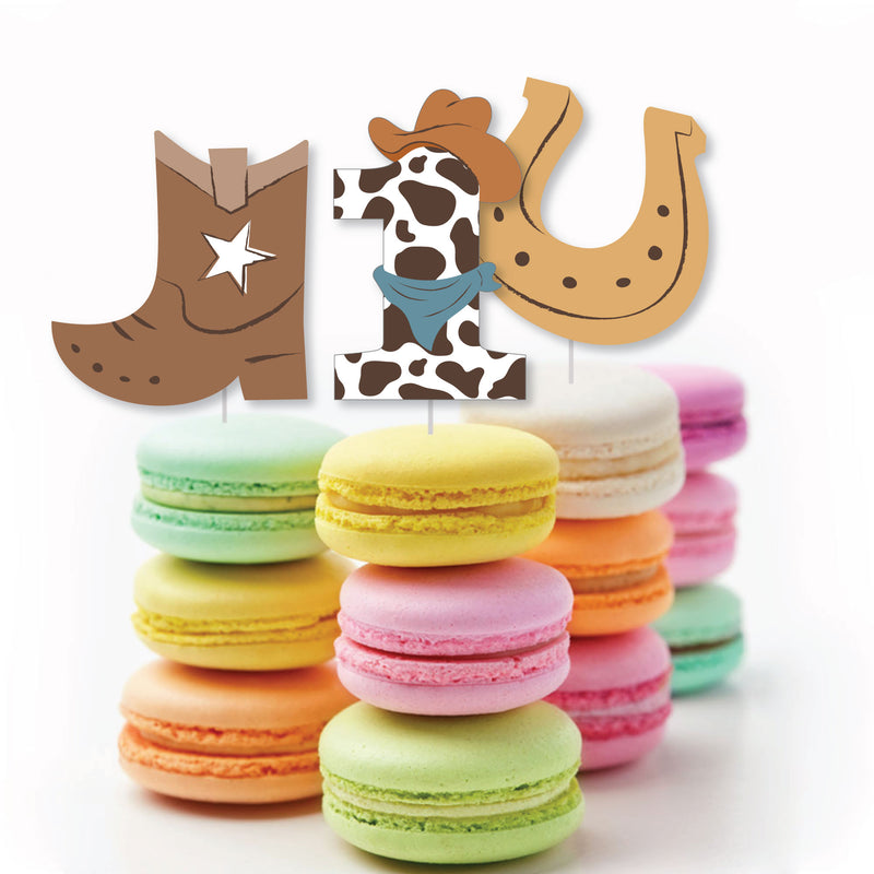 My First Rodeo - Dessert Cupcake Toppers - Little Cowboy 1st Birthday Party Clear Treat Picks - Set of 24