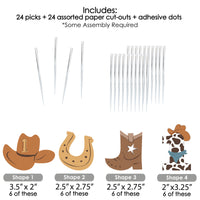 My First Rodeo - Dessert Cupcake Toppers - Little Cowboy 1st Birthday Party Clear Treat Picks - Set of 24