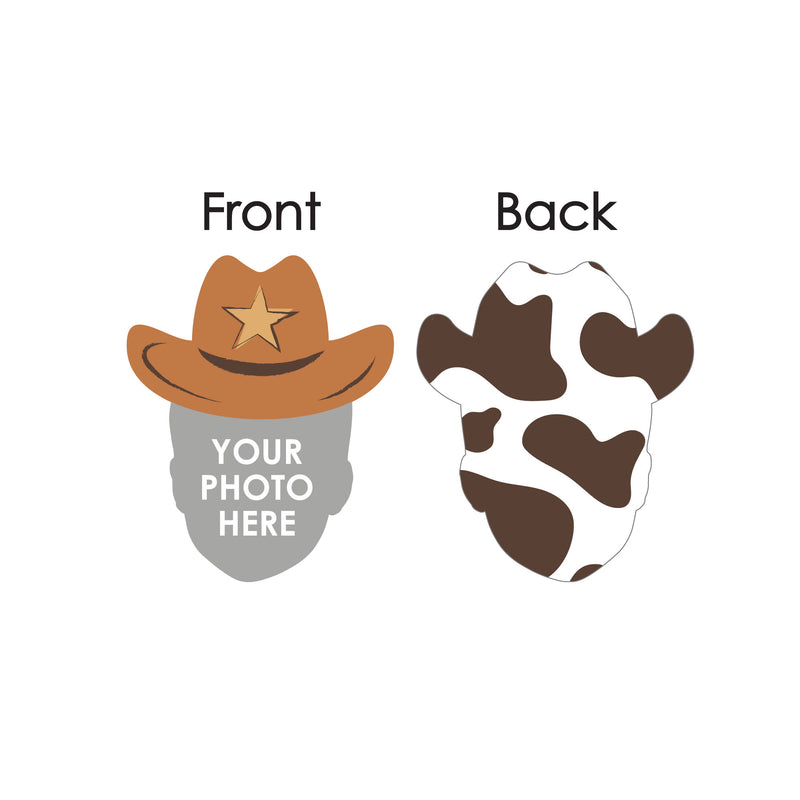 Custom Photo My First Rodeo - Little Cowboy 1st Birthday Party DIY Shaped Fun Face Cut-Outs - 24 Count