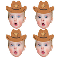 Custom Photo My First Rodeo - Little Cowboy 1st Birthday Party DIY Shaped Fun Face Cut-Outs - 24 Count