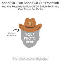 Custom Photo My First Rodeo - Fun Face Decorations DIY Little Cowboy 1st Birthday Party Essentials - Set of 20