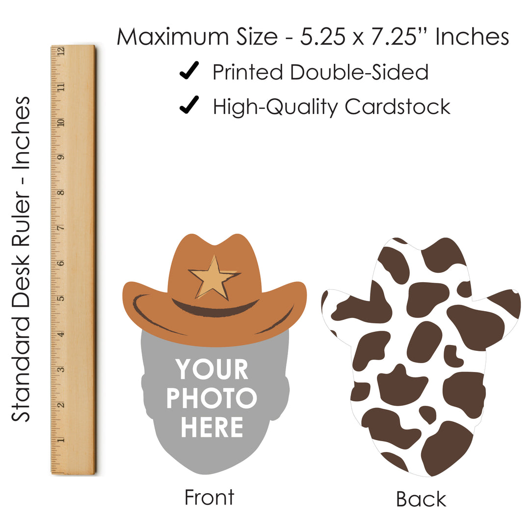 Custom Photo My First Rodeo - Fun Face Decorations DIY Little Cowboy 1st Birthday Party Essentials - Set of 20