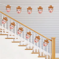 Custom Photo My First Rodeo - Fun Face Decorations DIY Little Cowboy 1st Birthday Party Essentials - Set of 20