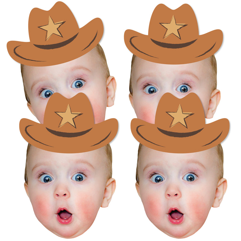 Custom Photo My First Rodeo - Fun Face Decorations DIY Little Cowboy 1st Birthday Party Essentials - Set of 20