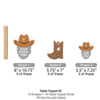 Custom Photo My First Rodeo - Little Cowboy 1st Birthday Party Centerpiece Sticks - Fun Face Table Toppers - Set of 15