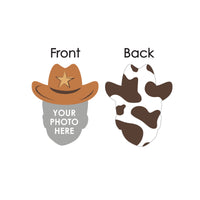 Custom Photo My First Rodeo - Little Cowboy 1st Birthday Party Dessert Cupcake Toppers - Fun Face Clear Treat Picks - Set of 24