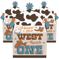 My First Rodeo - Treat Box Party Favors - Little Cowboy 1st Birthday Party Goodie Gable Boxes - Set of 12